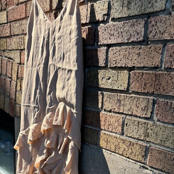 Nude Ruffle Maxi Slip Dress - Picture 1 of 2